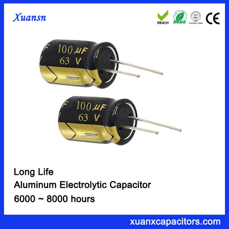 63V 100UF 8x12MM Electrolytic Capacitor 8000Hours