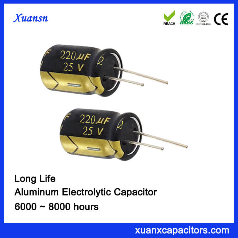 220UF 25V Long Life Electrolytic Capacitor