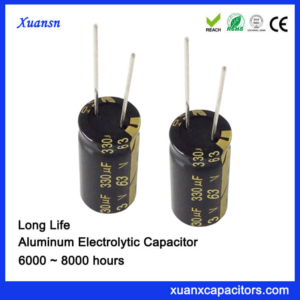 Long Life High Temperature 330uf 63v Capacitor Electrolytic