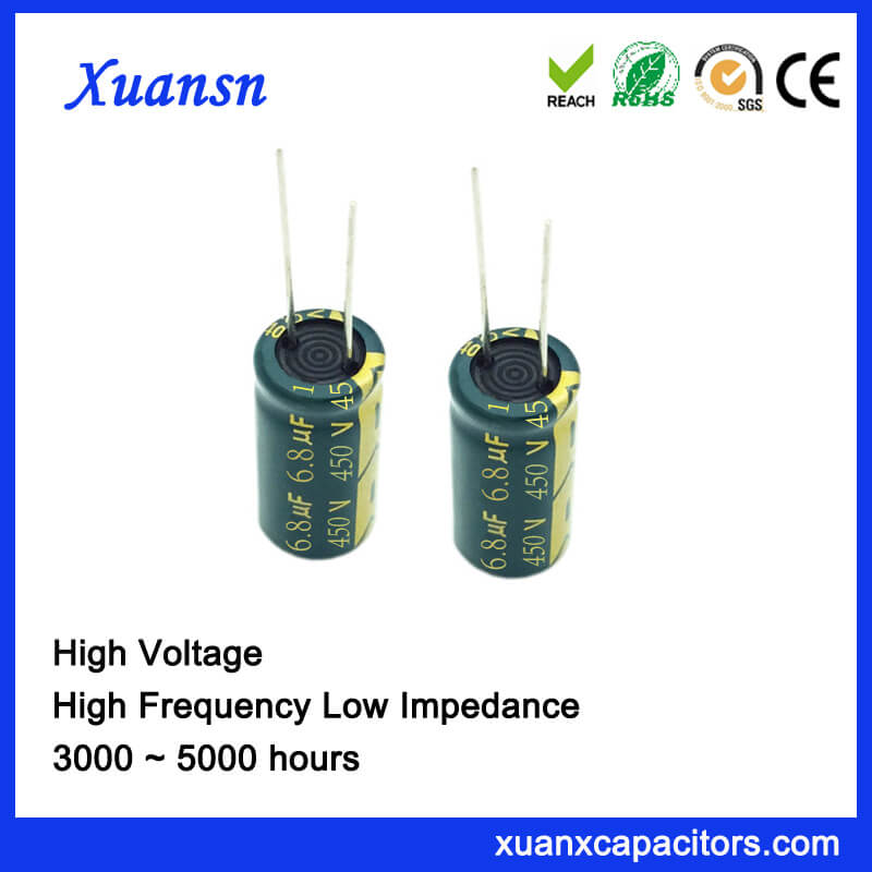 High Voltage 450V 6.8UF Electrolytic Capacitor High Frequency