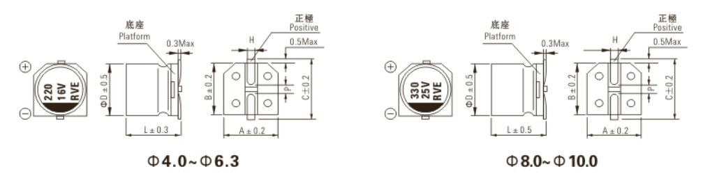 China Chip Type 47UF 16V SMD Electrolytic Capacitor