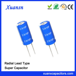 High Quality Radial Lead Super 2.3V 10F Capacitor