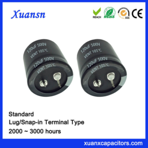 120UF 500V Standard 105℃ 3000Hours Snap In Capacitor