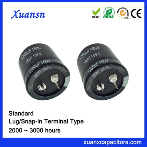 Snap In 105℃ 180V 1200UF Capacitor Electrolytic