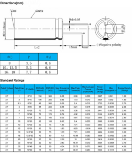 2.7v super capacitor datasheet