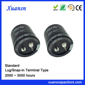 2700UF 80V 105℃ 3000Hours Standrd Snap In Capacitor