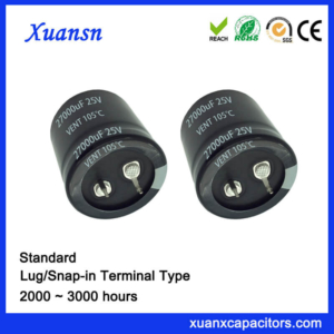 Hot Sale 27000uf 25v 3000Hours Standard Snap In Capacitor