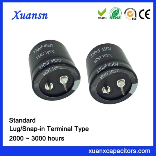 High Reliability 330UF 450V Capacitor Snap In