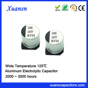 Cheap 125℃ 100UF 16V SMD Aluminum Electrolytic Capacitor