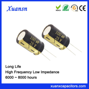 8000Hours Radial 100UF 25V Electrolytic Capacitor
