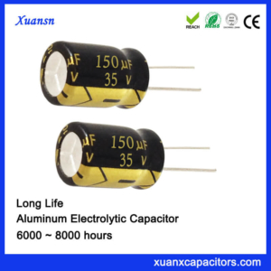 35V 150UF Electrolytic Capacitor 8000Hours For Ballast