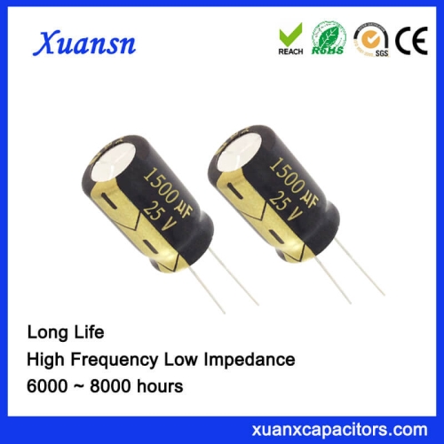 8000Hours 1500UF 25V Capacitor Electrolytic China Supplier