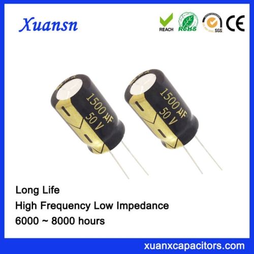 Low Voltage Long Life 1500UF 50V Aluminum Electrolytic Capacitor