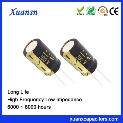 Small Size 6.3x11MM 200V 2.2UF Radial Aluminum Capacitor