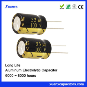 100V 33UF 8000hours Radial Capacitor for Waterproof Power Supply