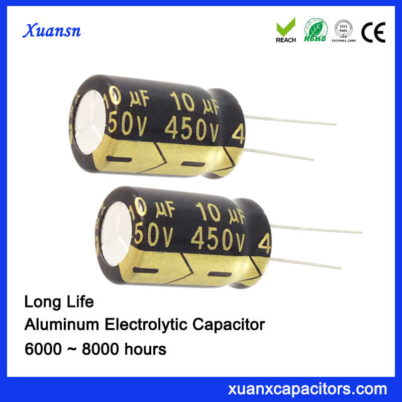 10UF 450V High Voltage Capacitor 8000Hours 10*16mm