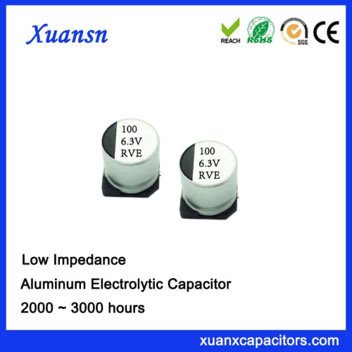 SMD Low Impedance 100UF 6.3V Aluminum Electrolytic Capacitor