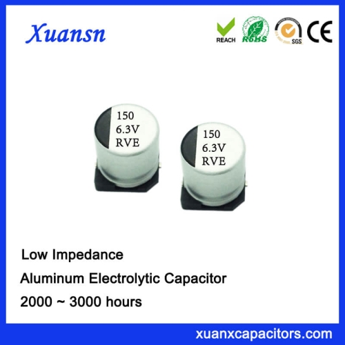 SMD High Frequency 150UF 6.3V Aluminum Electrolytic Capacitor