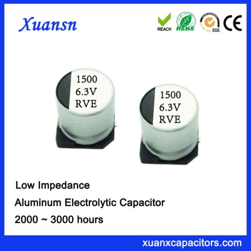 Hot Sale SMD High Frequency 1500UF 6.3V Electroluytic Capacitor