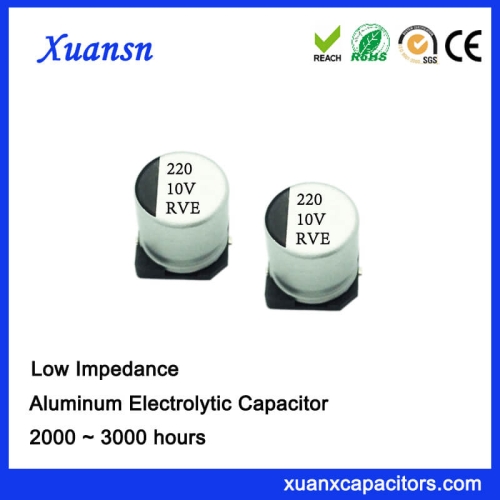 220UF 10V 105℃ 2000Hours SMD High Frequency Capacitor
