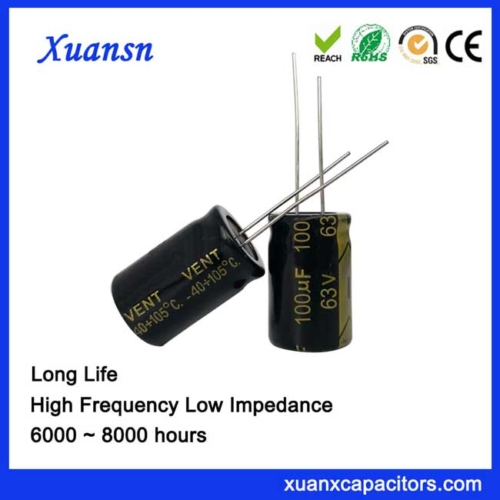 long life electrolytic capacitor 100uf63v