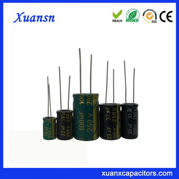 Electrolytic capacitor 250V,Low ESR, Long Life, High Temperature