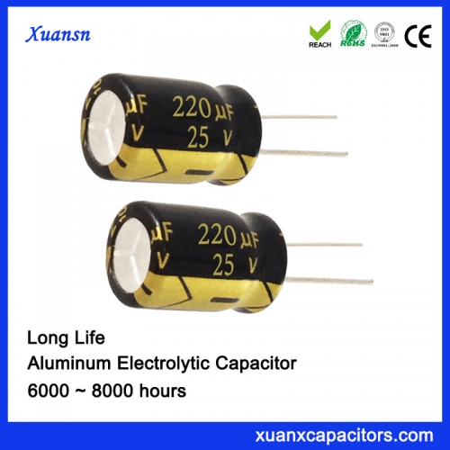 High Quality Electrolytic Capacitor 220UF25V 8000hrs Capacitor