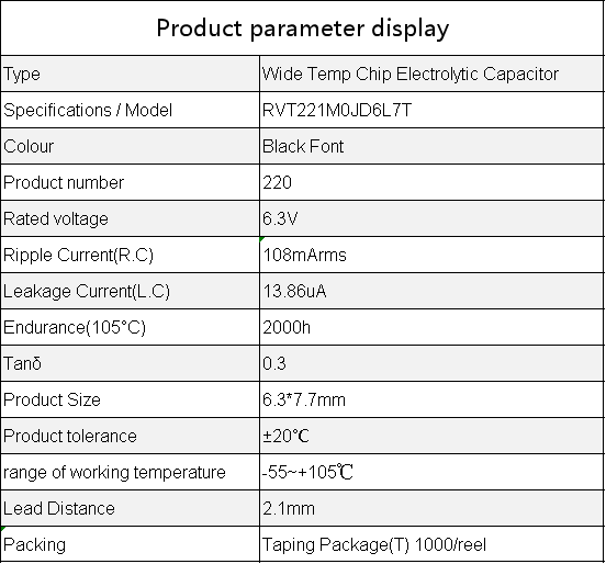 Cathode and anode aluminum foil RVT 220UF 6.3V