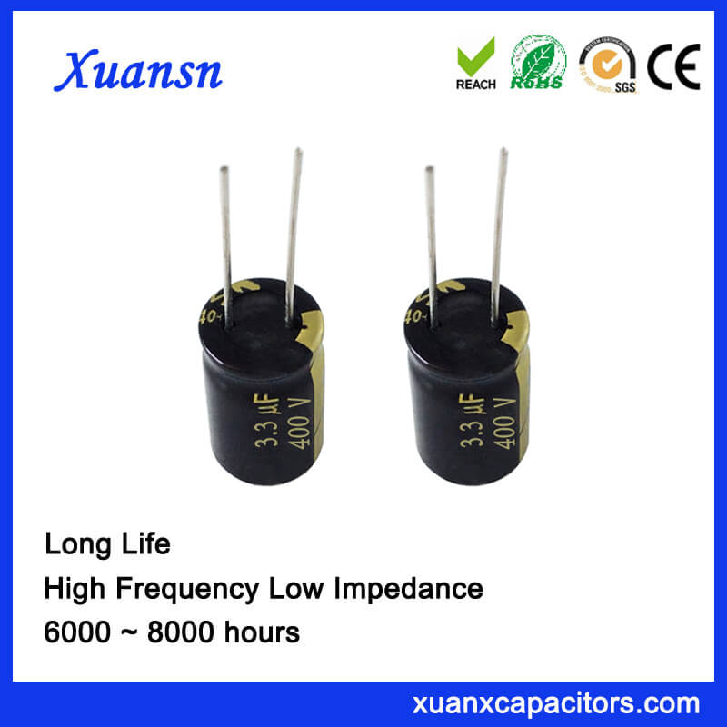 Condenser aluminum electrolytic capacitor 3.3uf400V long life type