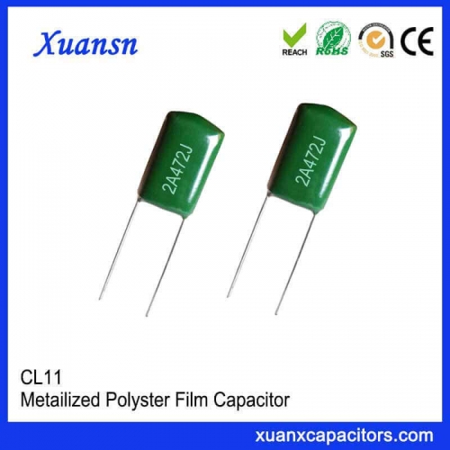 Straight plug CL11 polyester capacitor 472J100V