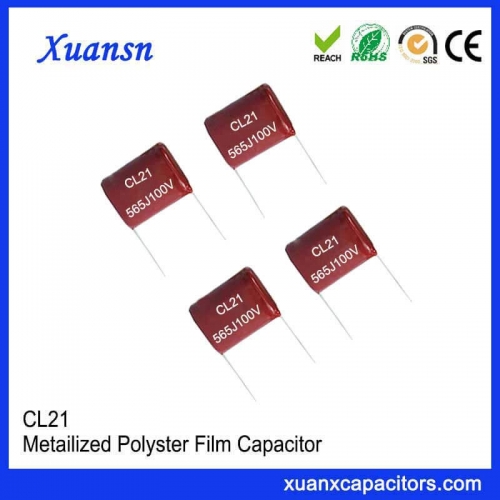 High reliability polyester film capacitor CL21