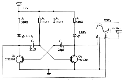 Working principle of RC multivibrator circuit