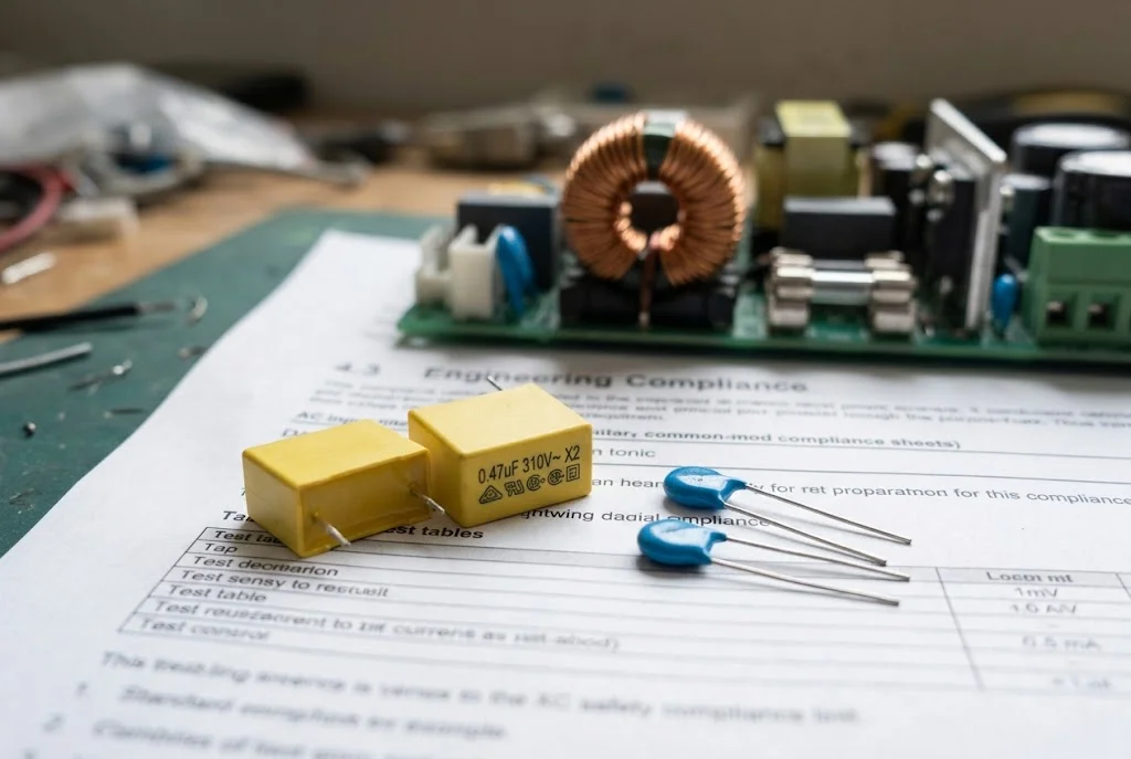 capacitor second source - X2 safety capacitors and an engineering compliance checklist showing certification is tied to one manufacturer