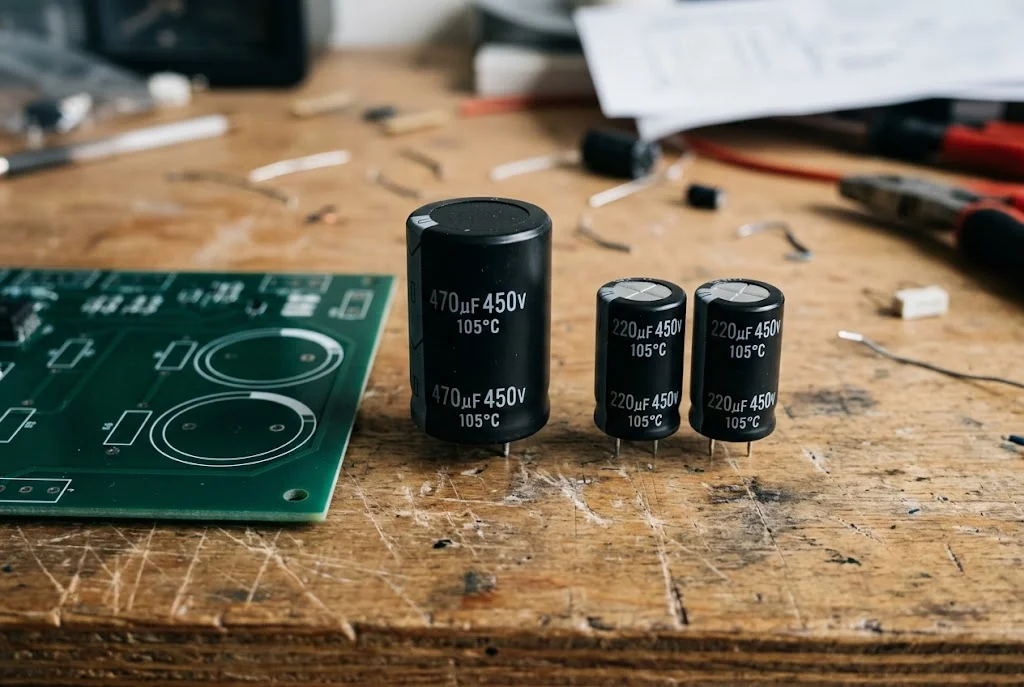 capacitor second source - comparing a 470uF 450V capacitor with two 220uF 450V parts in parallel to widen the supplier list