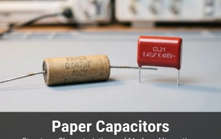 paper capacitor - old waxed paper capacitor beside a modern red CL21 metallized polyester film capacitor